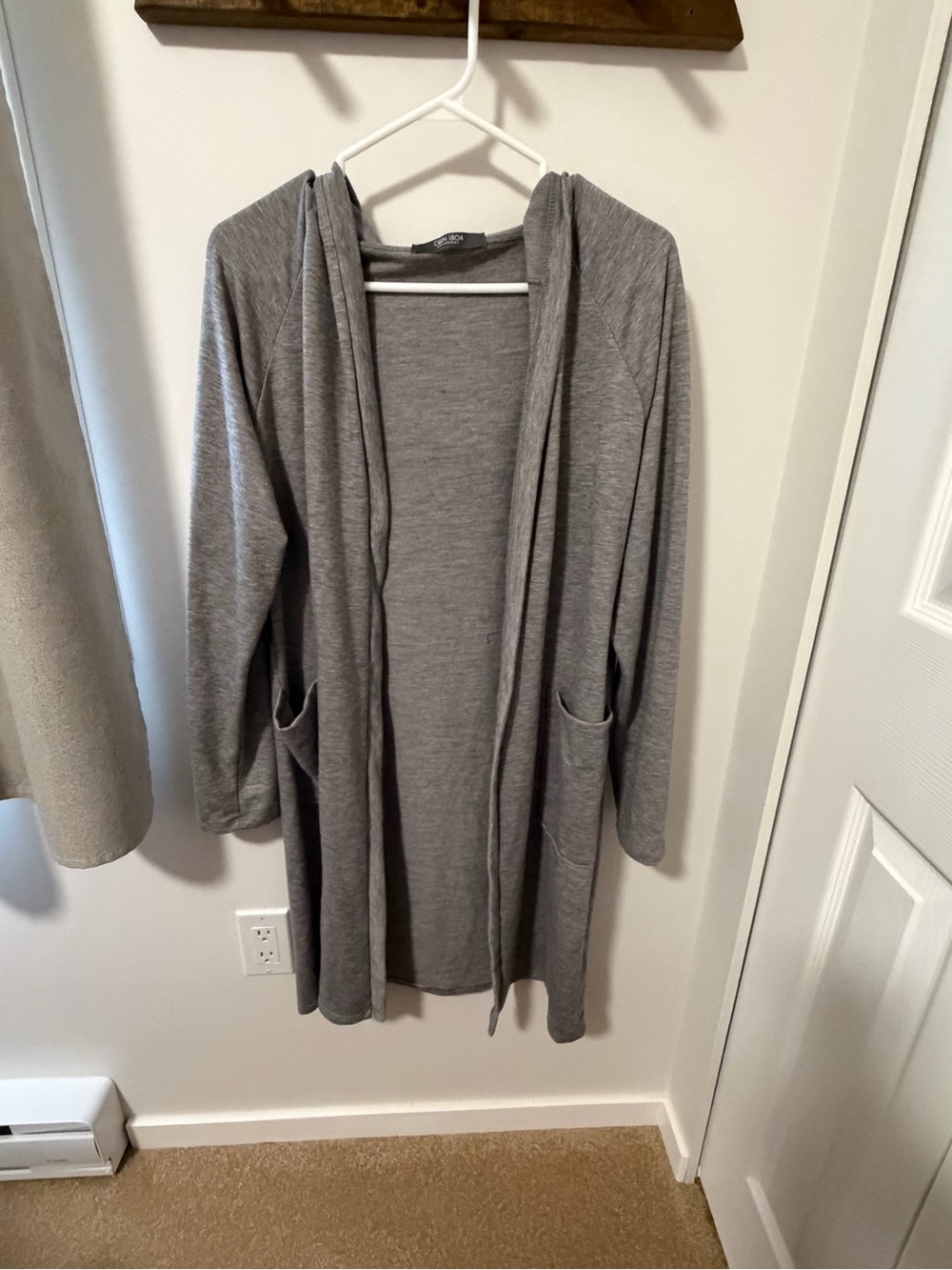Open-Front Hooded Cardigan Sweater - Gray